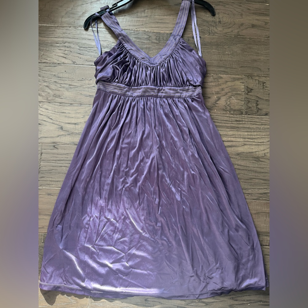 Women's Purple Pleated Cocktail Dress - Picture 2 of 8